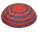 Maroon and Blue Knitted Kippah